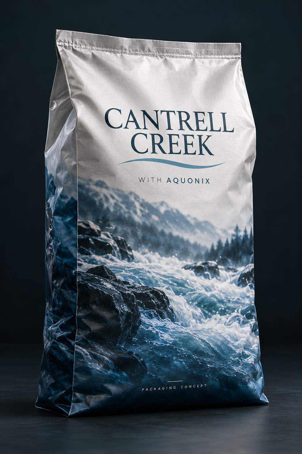 Headwaters: light Cantrell Creek and Aquonix feed-bag packaging concept